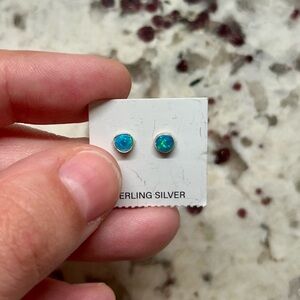 Sterling Silver Blue Stud Earrings